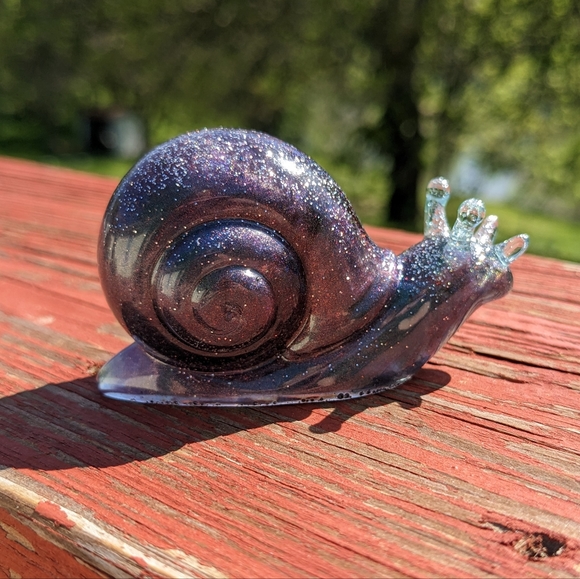 Snails Plant Decor Handmade Cottagecore Set Sparkly Resin Cute Nature - Picture 11 of 12